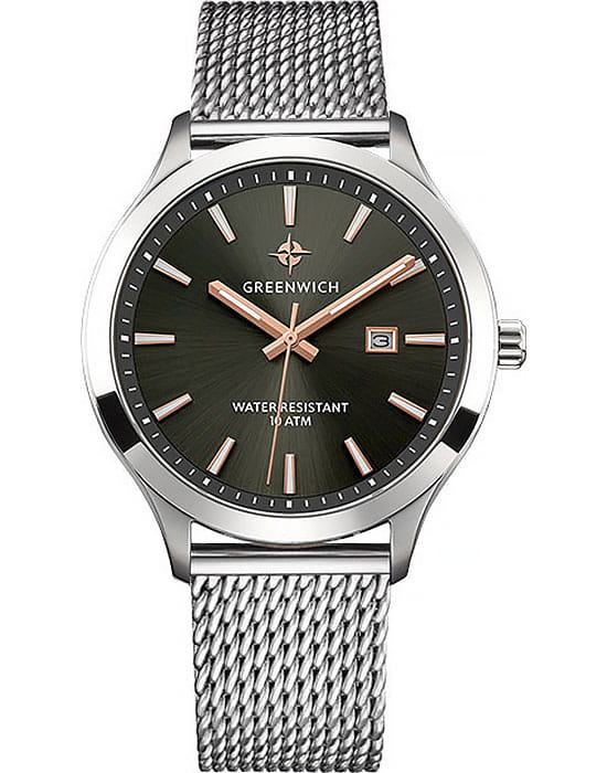 Greenwich Greenwich Helm GW 041.19.34  GW 041.19.34 кварцевые мужские часы серый циферблат, браслет нержавеющая сталь — вид спереди